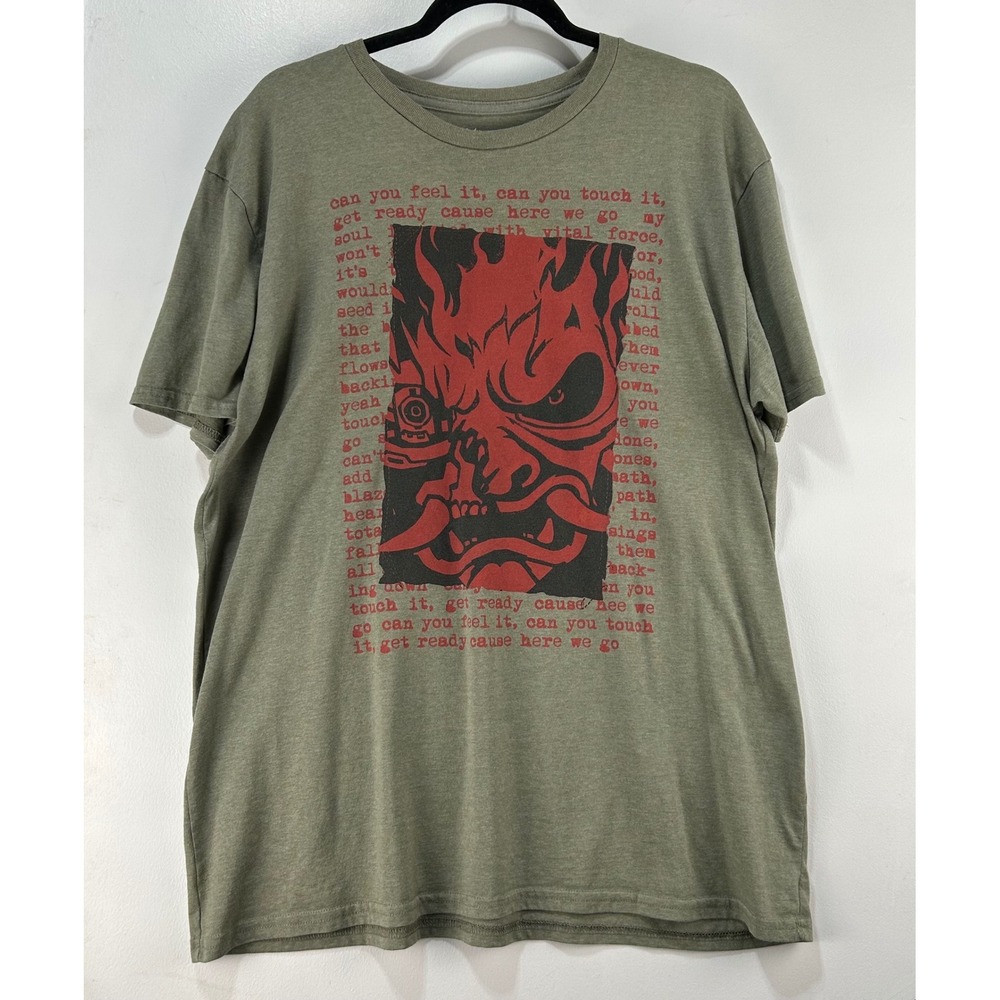 Cyberpunk 2077 Jinx Samurai Oni Mask T-Shirt XL Olive Green Chippin In Graphic